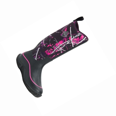 Women's Muck Hale Rubber Boots Black Pink | XOYISC-086
